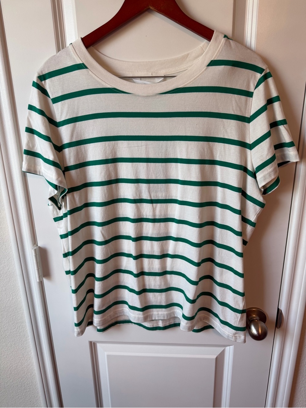 ⚡️NWT Market & Spruce Mirelle Striped Green and White Crewneck Tee - 100% Cotton